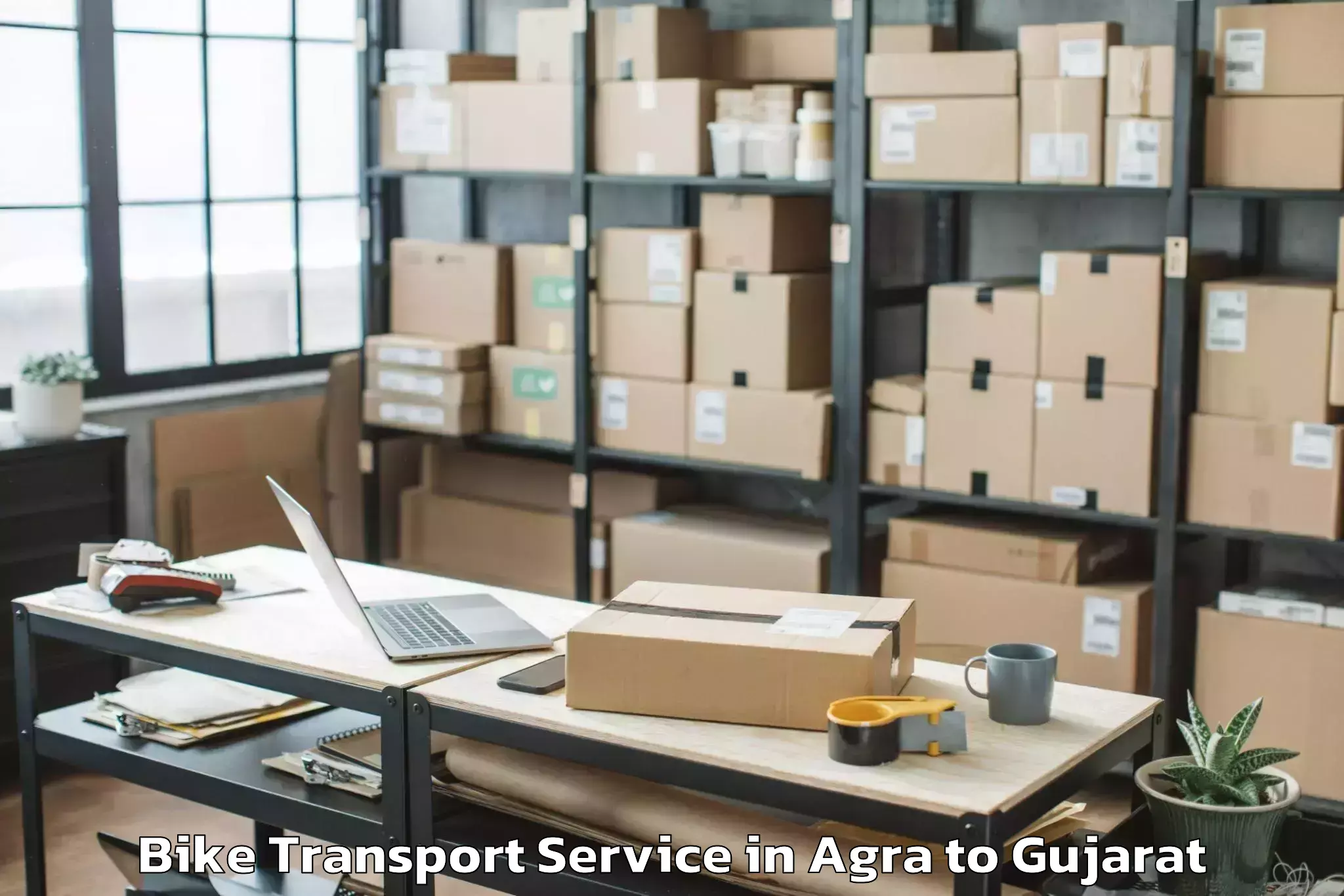 Trusted Agra to Dehgam Bike Transport